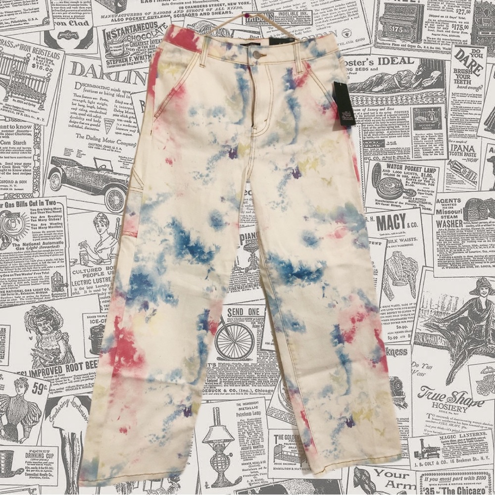 Wild Fable Straight Leg Carpenter TieDie Jean White Colorful
